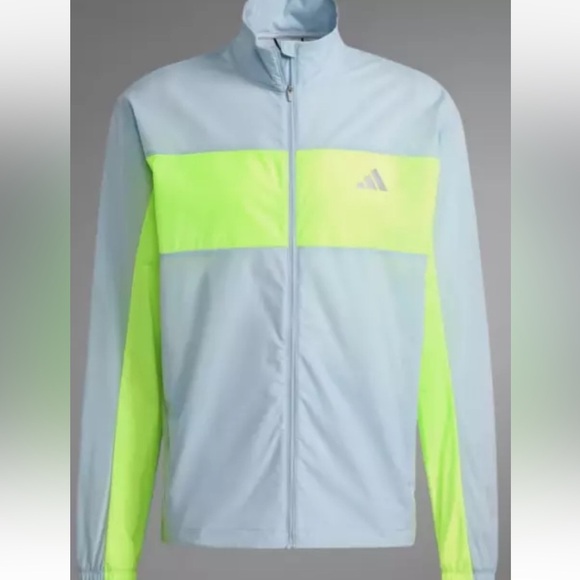 NWT-Adidas-XL-gray& green-break the norm running jacket full zip, lightweight. - Picture 5 of 16